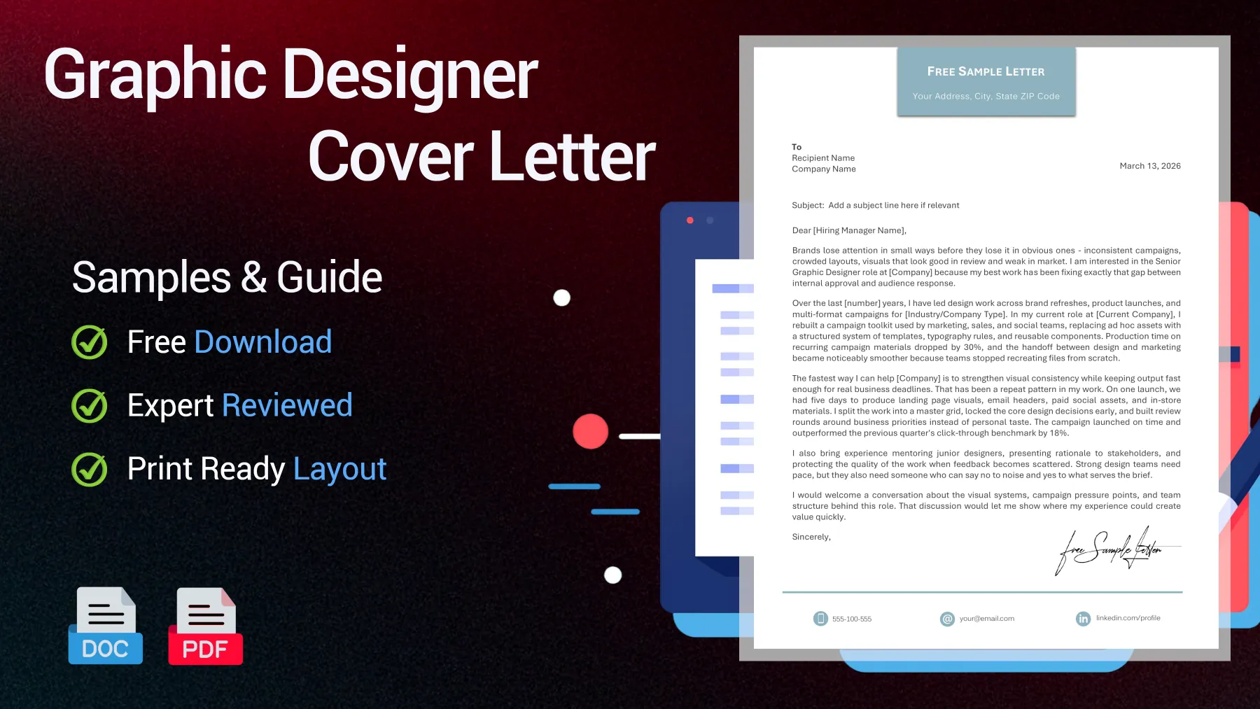 Example of a graphic designer cover letter for a graphic design position