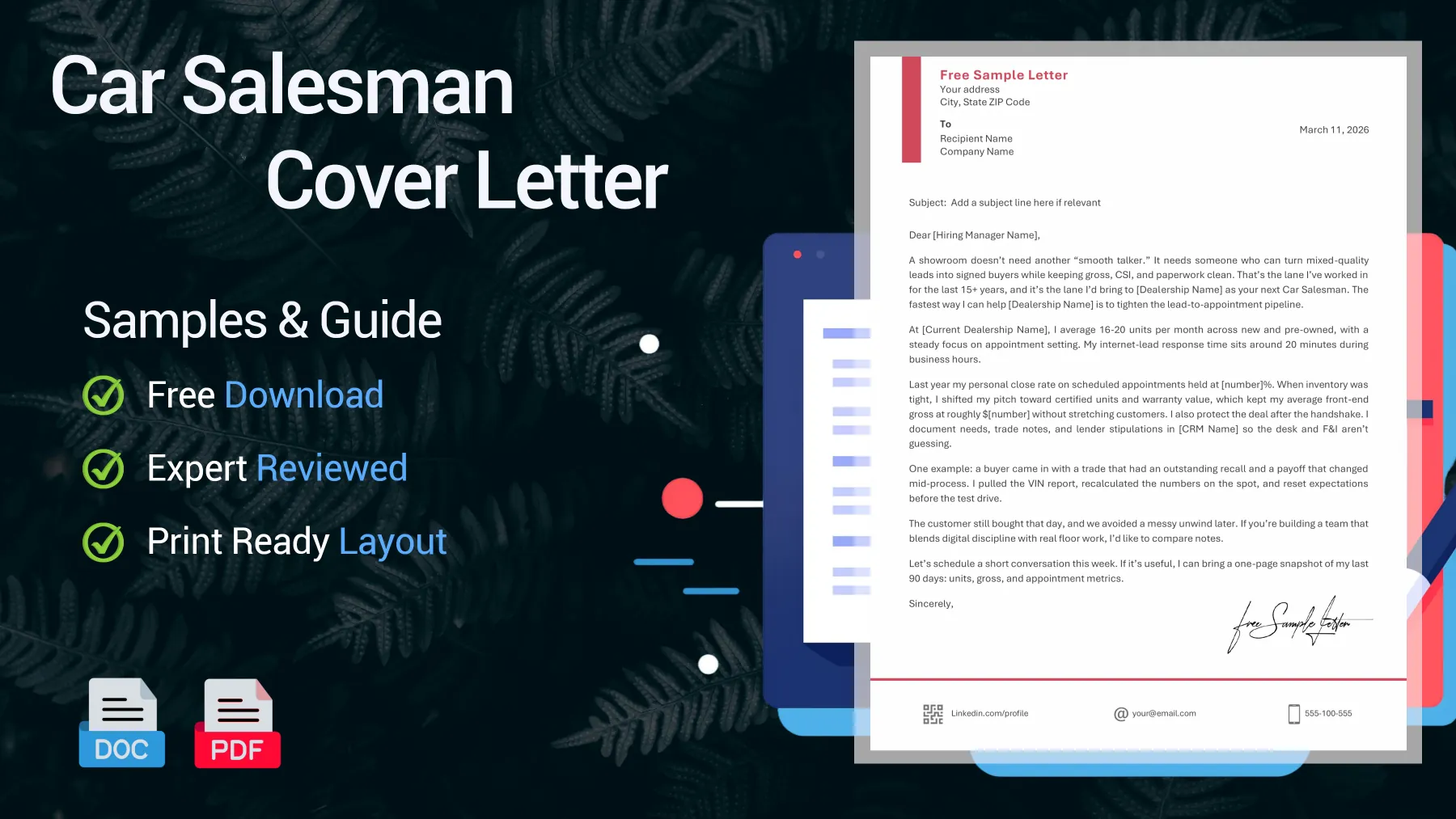 Example of a car salesman cover letter for a dealership position