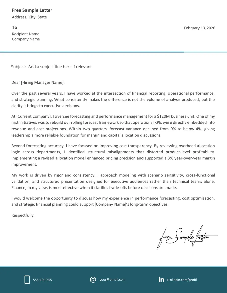 Preview the Financial Analyst Cover Letter Template Before Downloading