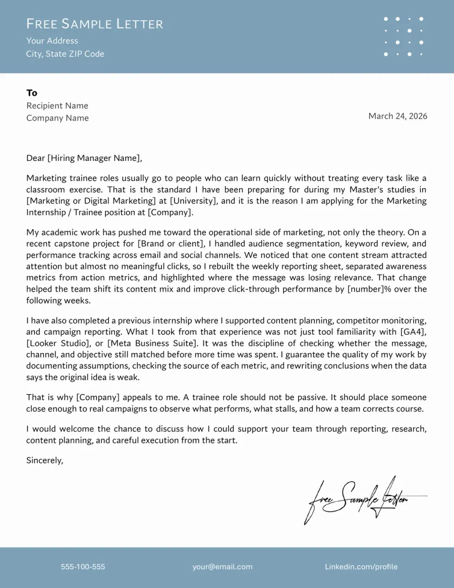 Marketing Internship Template Preview Before Word/PDF Download