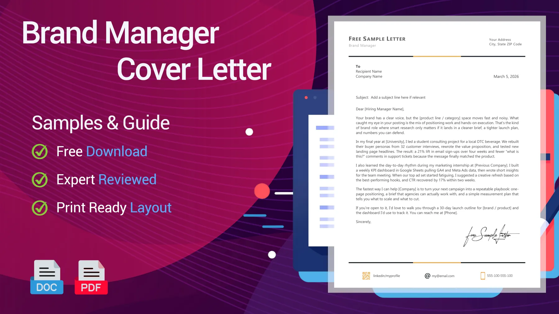 Example of a Brand Manager cover letter for a Brand Manager position