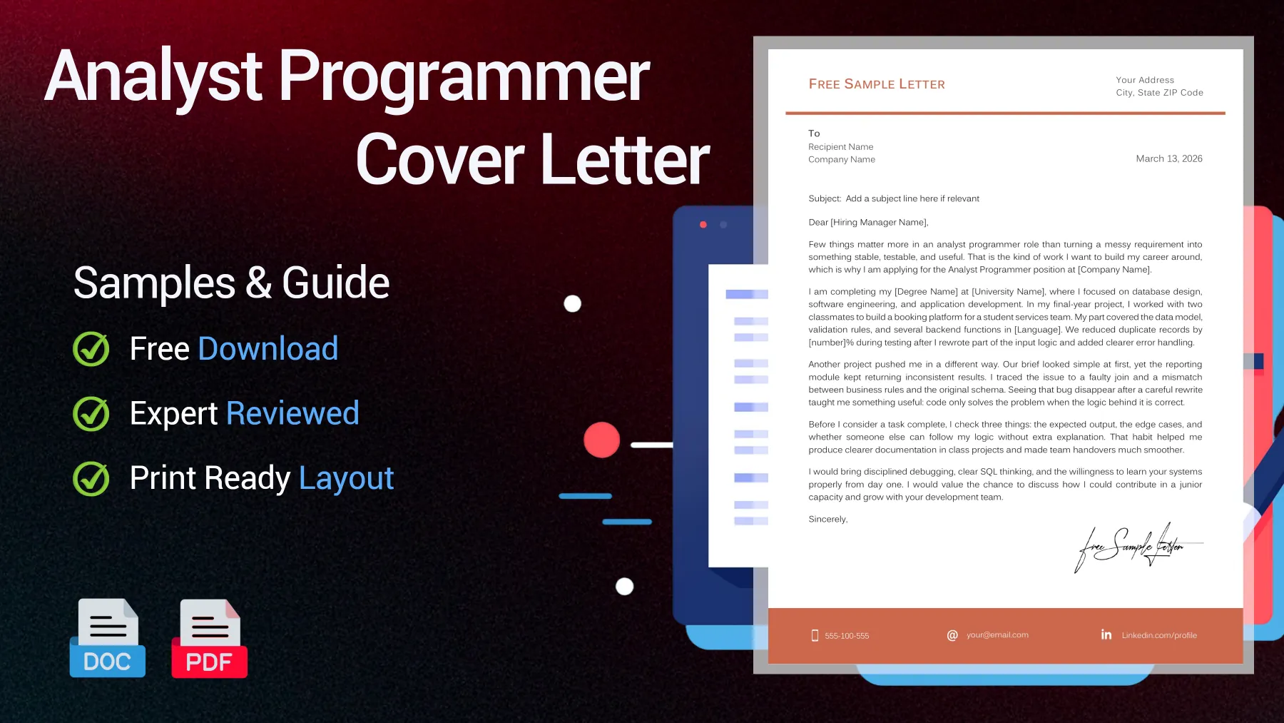Example of an analyst programmer cover letter for a technical position