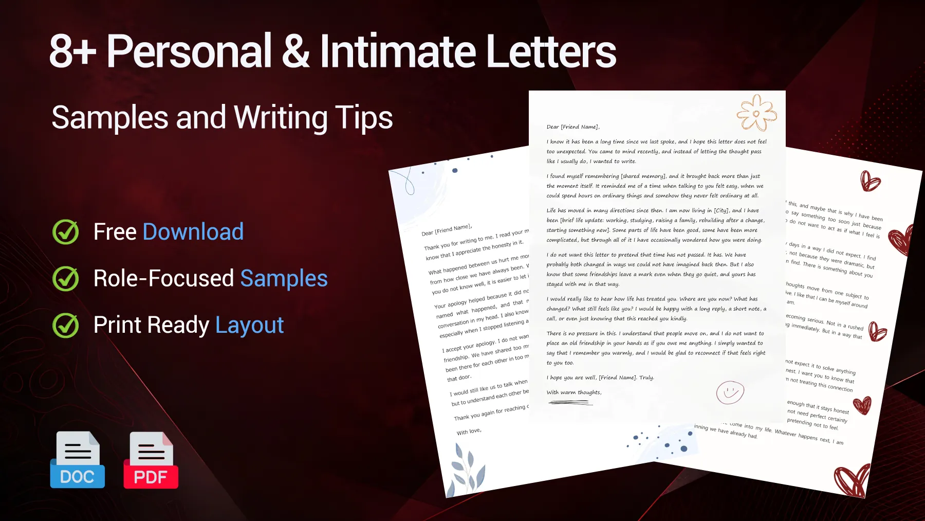 Personal letter examples for love, friendship, apology, breakup and goodbye situations