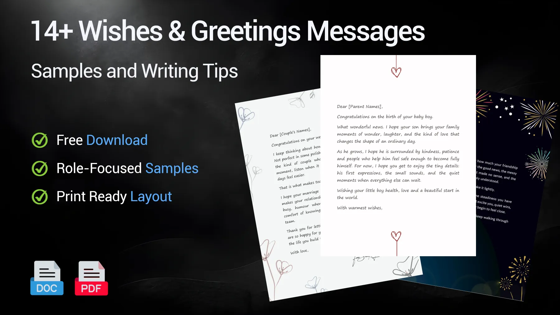 Wishes and greeting card message examples for holidays, birthdays, weddings and personal occasions