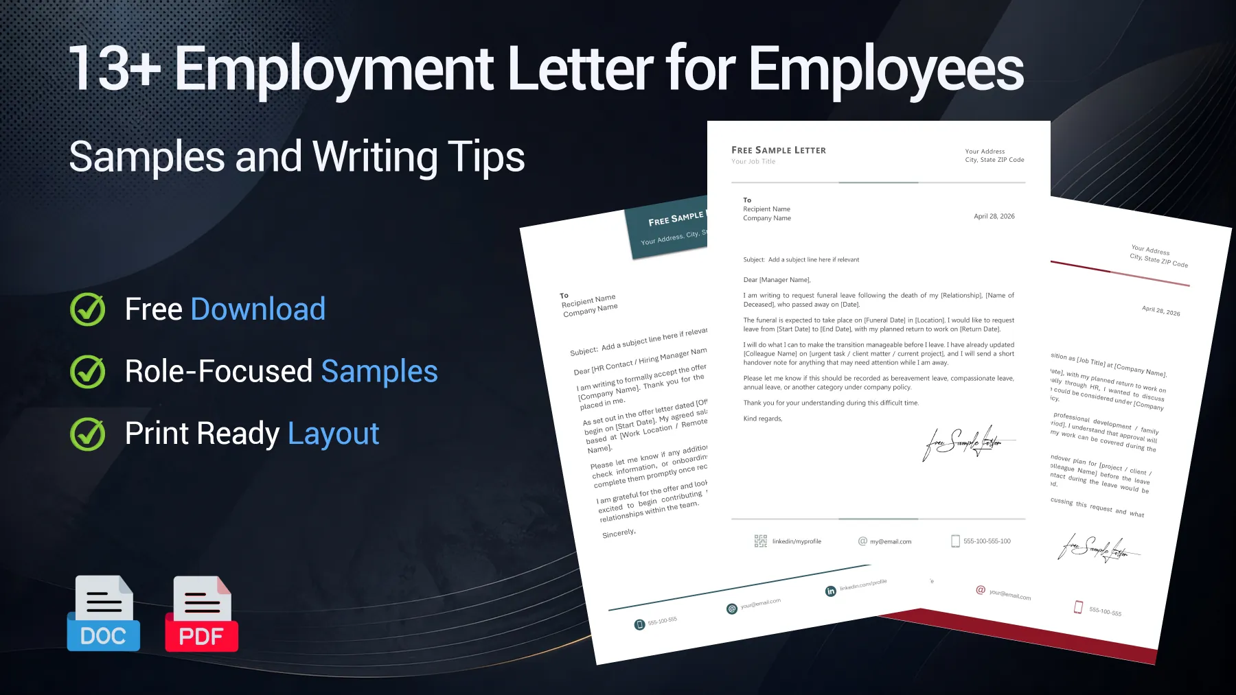 Work and employment letter examples for employees writing to an employer or HR