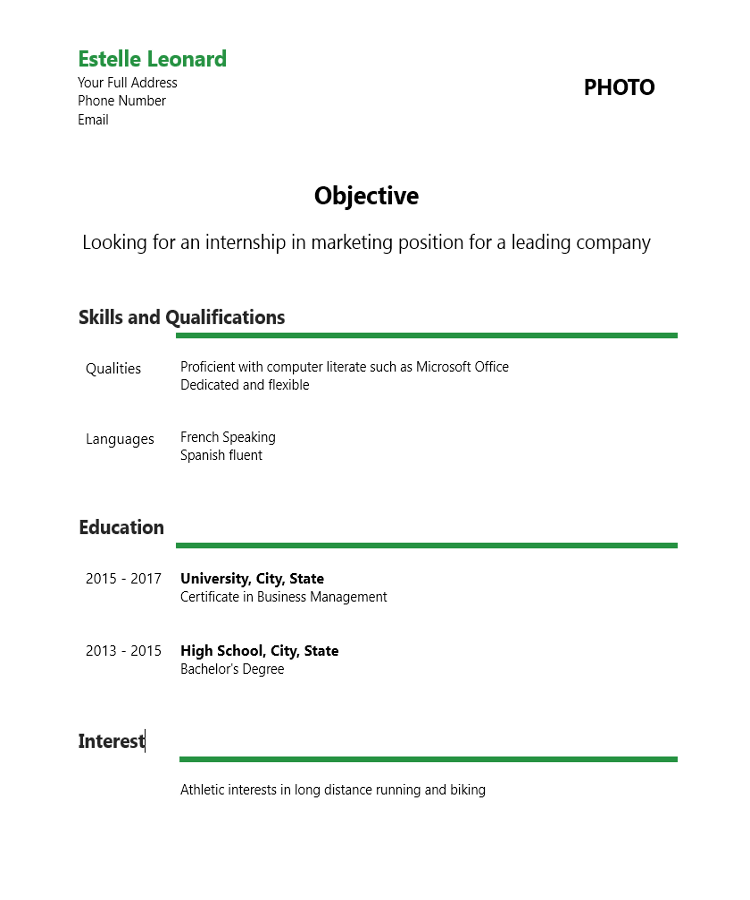 Student Internship CV