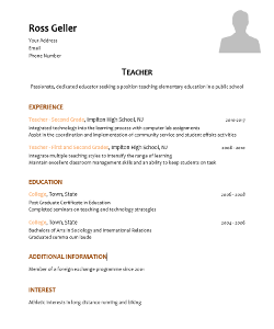 School Teacher Resume