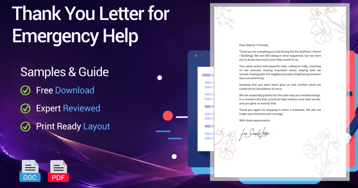 Thank You Letter for Emergency Help - Free Samples
