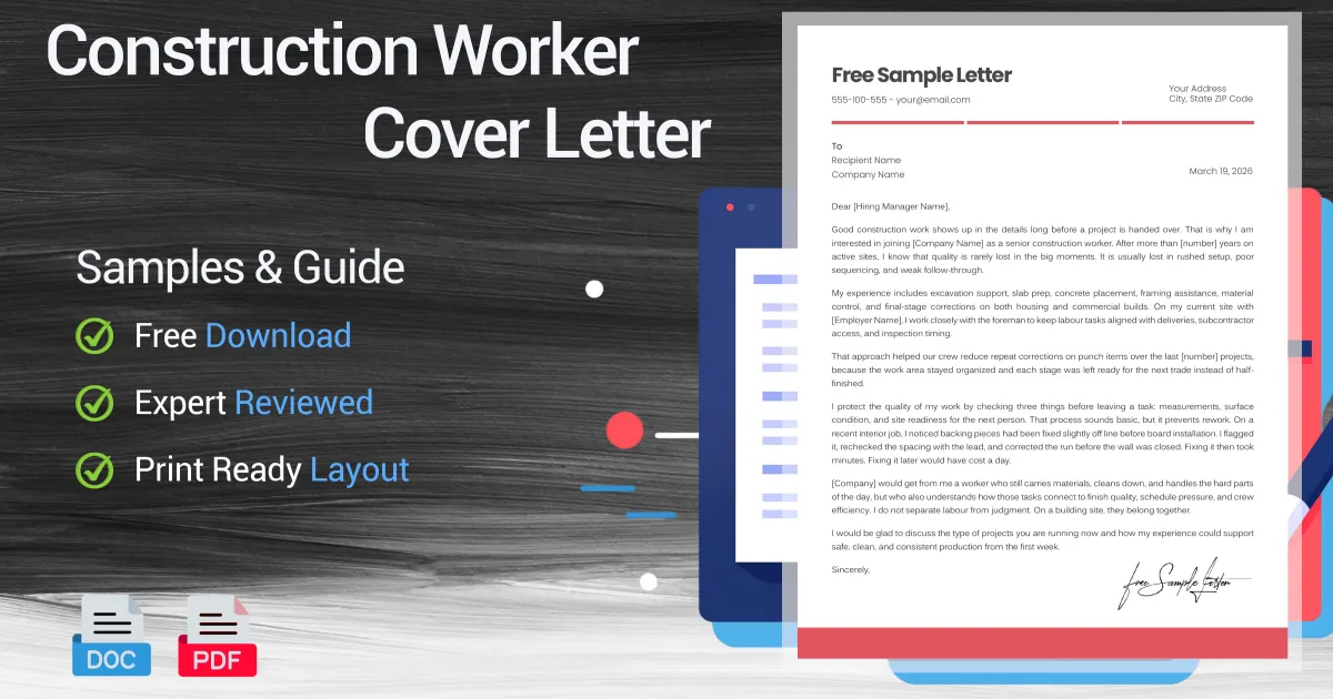 Construction Worker Cover Letter - Free Samples