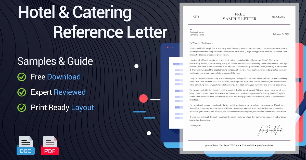 Hotel & Restaurant Reference Letter - Free Samples