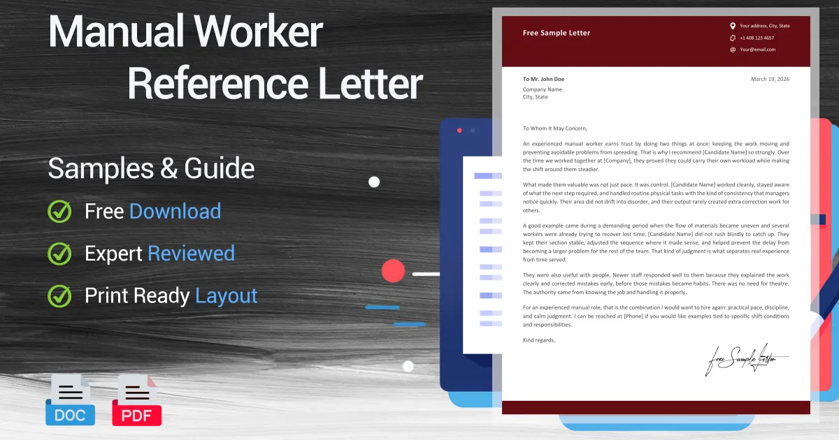 Labourer Reference Template Manual Worker Reference Letter - Free Samples