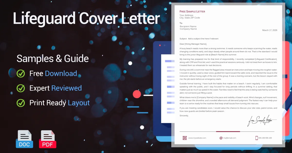 Lifeguard Cover Letter - Free Samples